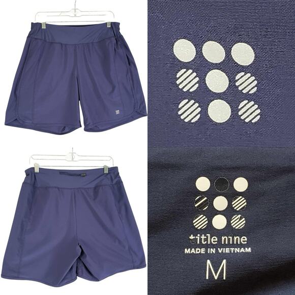 Title Nine Anti Run 7” Women’s Shorts Size Medium M Navy Blue Athletic - Picture 1 of 10